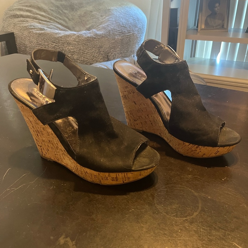 Carlos by Carlos Santana Brown Wedge Sandals with Cork Sole